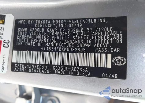 2019 Toyota Avalon Touring из США, поврежденный, VIN 4T1BZ1FBXKU032605